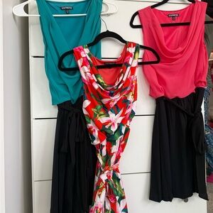 Express Vibrant Dresses - Floral Red, Solid Pink, Teal